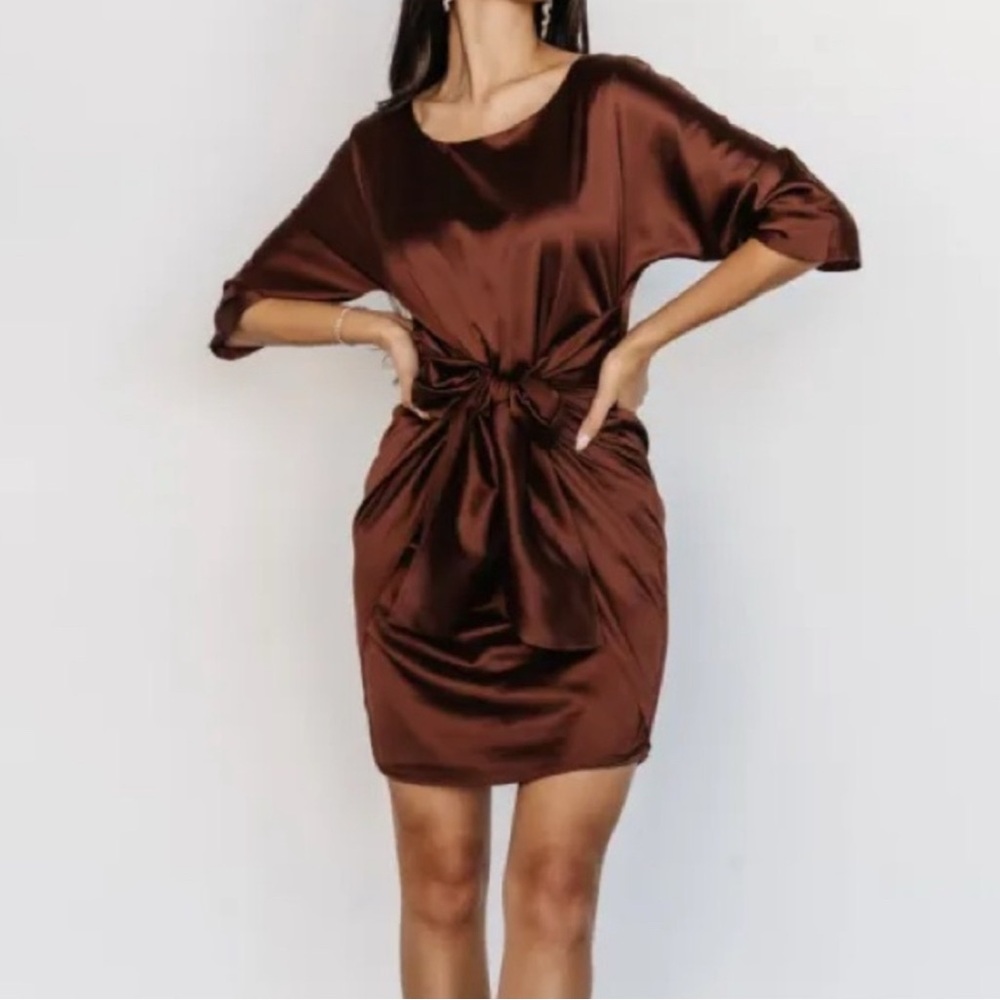 Baltic Born Chocolate Brown Satin Dress